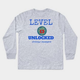 13th Birthday unlocked official teenager T-shirt Kids Long Sleeve T-Shirt